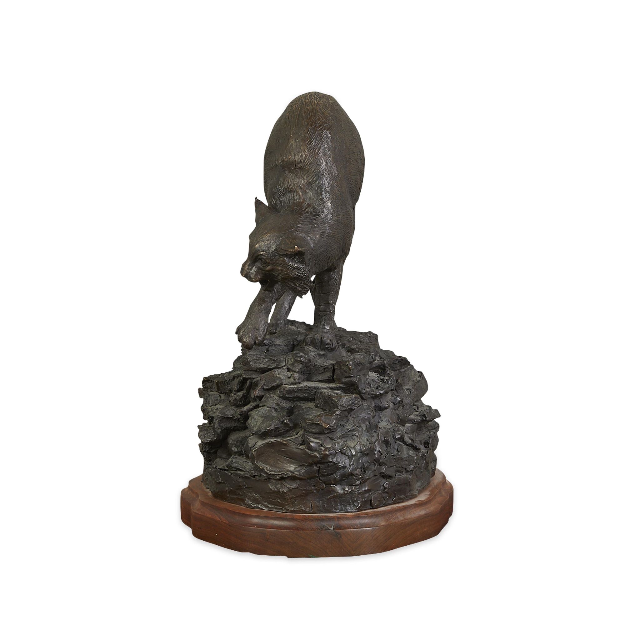 William Rains | Cast bronze sculpture in the form of a spooked bobcat ...
