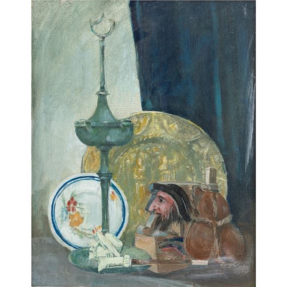 Stillleben mit Fiorentina und Tellern by Carlo Lotti