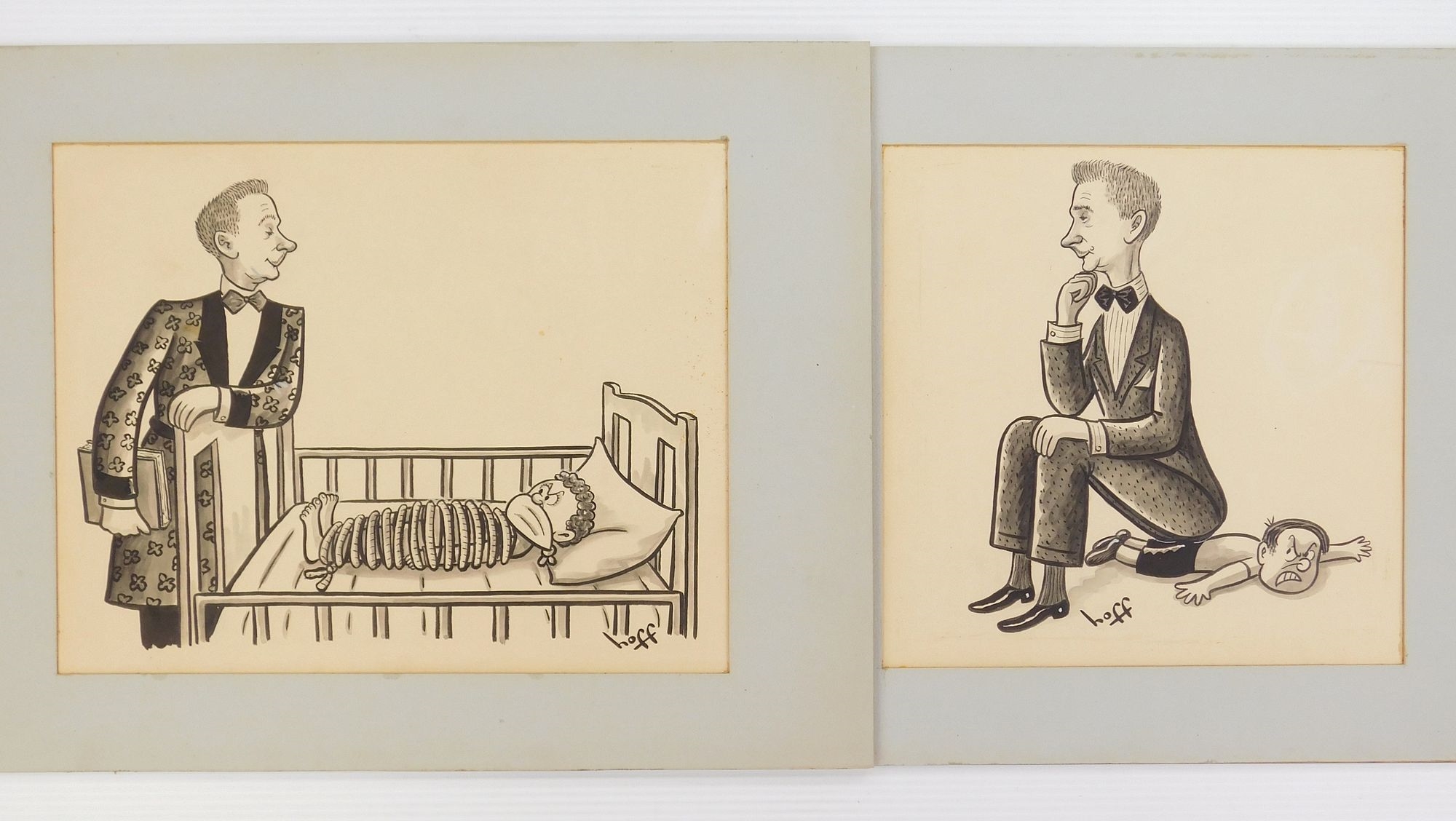 Artwork by Syd Hoff, Tied up Youngster  &  Sitting on a Child, Made of pen and ink illustrations board
