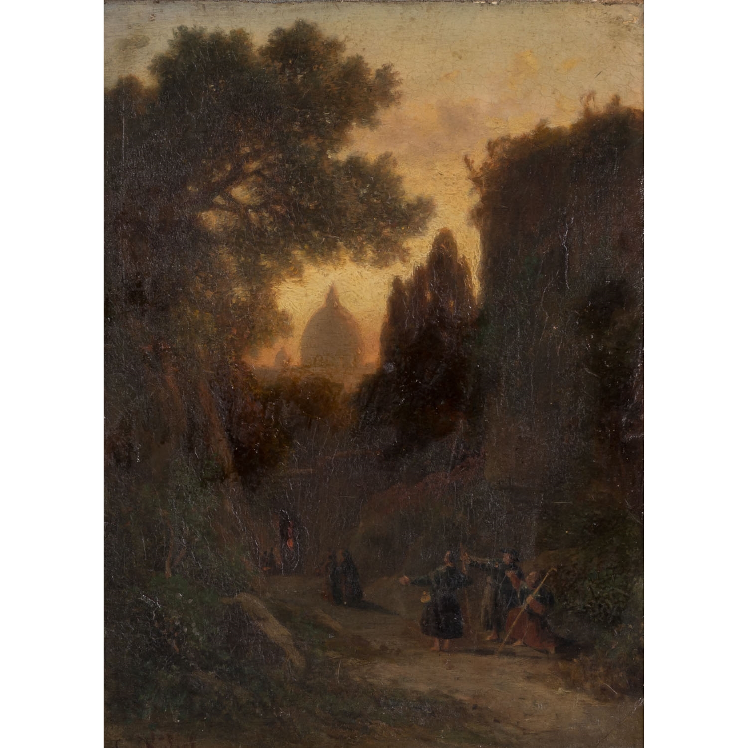 Artwork by Georg Köbel, Pilger vor den Toren Roms, Made of Oil on canvas