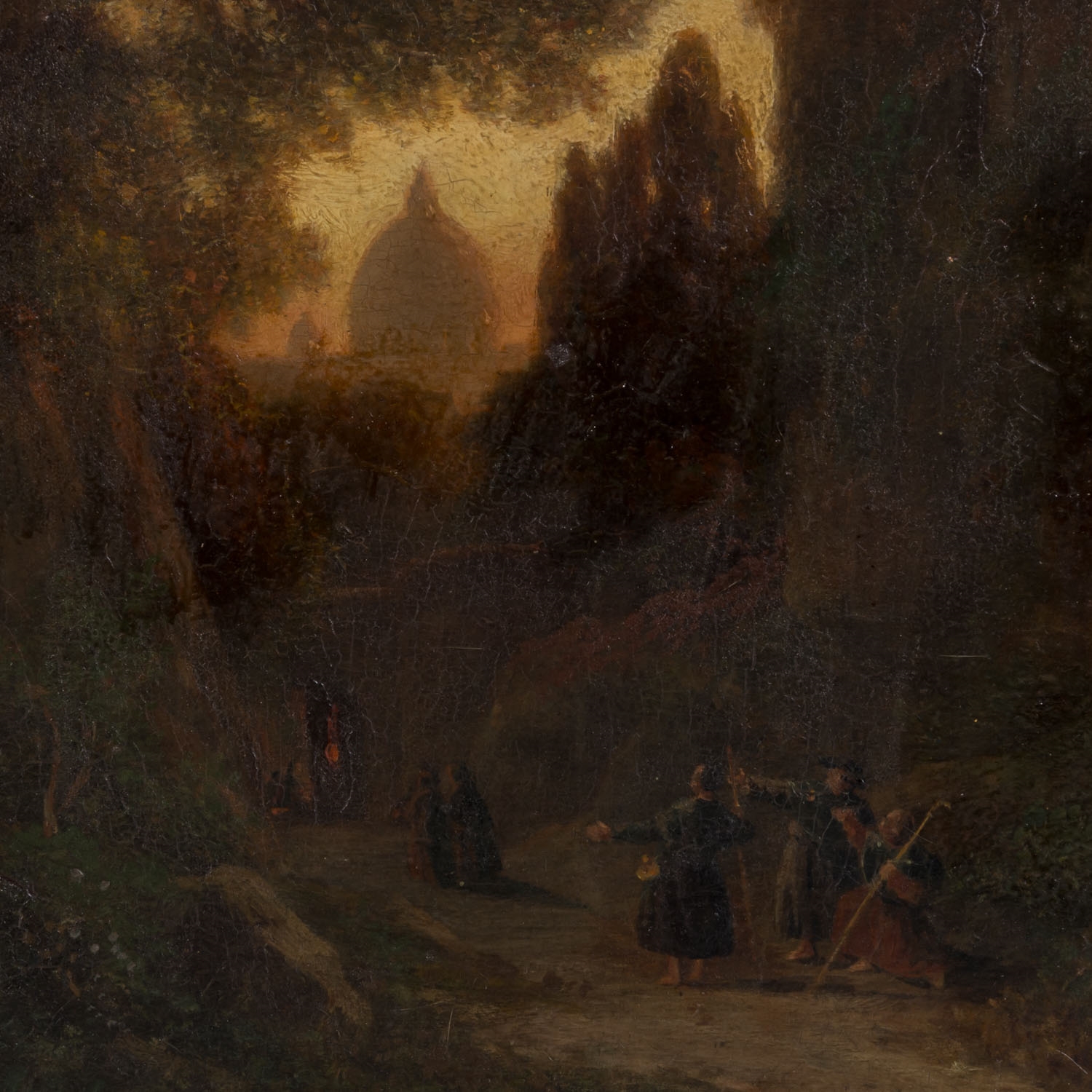 Artwork by Georg Köbel, Pilger vor den Toren Roms, Made of Oil on canvas