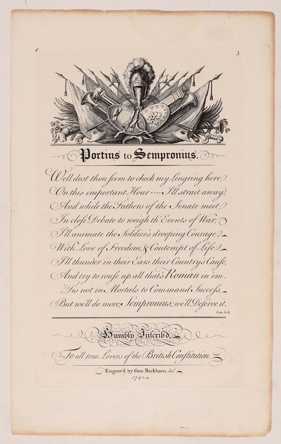 George Bickham | Porius to Sempronius (1740) | MutualArt