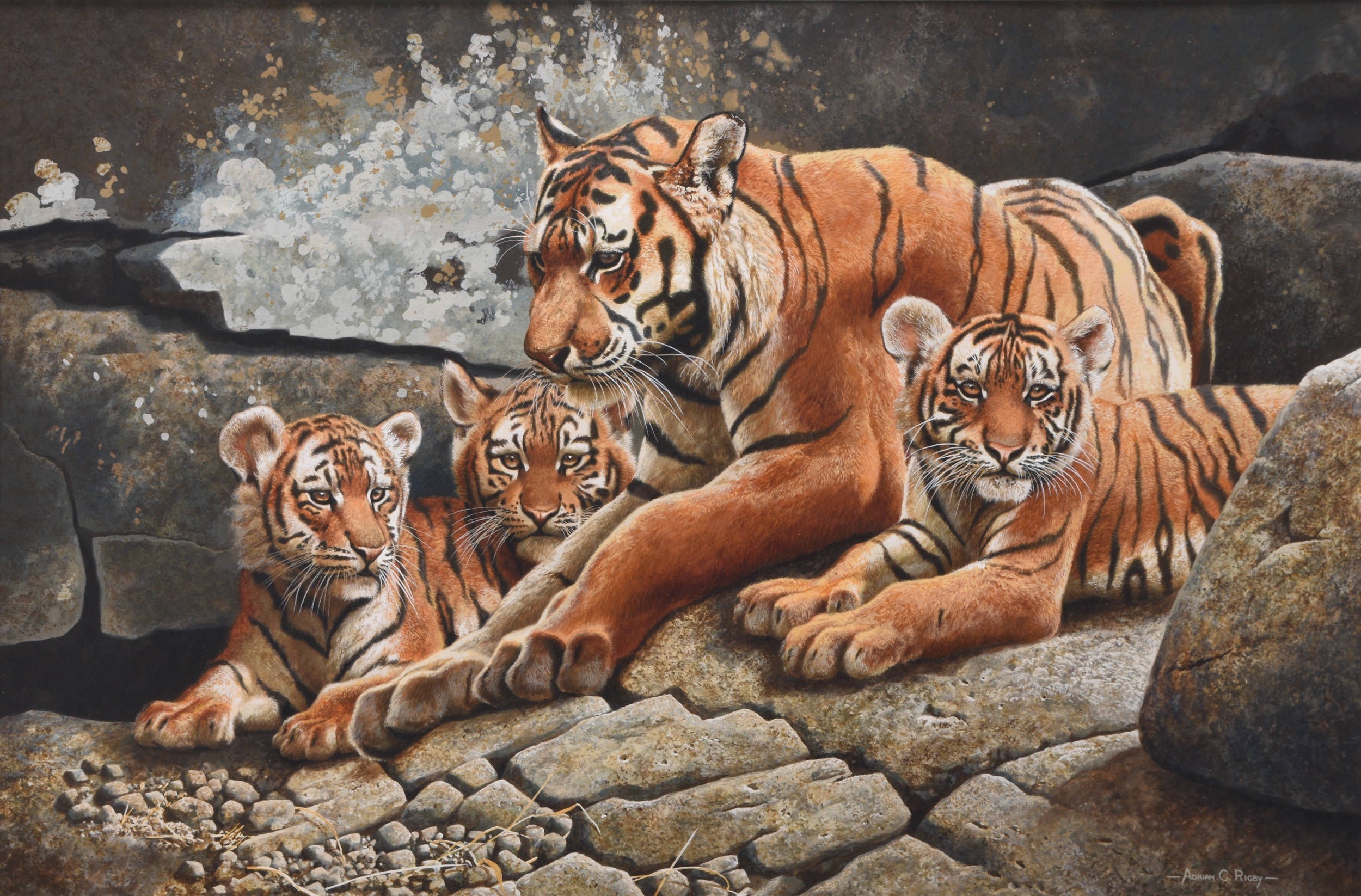 Adrian Rigby | Adrian Rigby (b.1962) Bengal Tiger Family | MutualArt