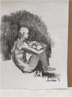 Rita Shulak nude charcoal drawing - Rita Hoffman Shulak