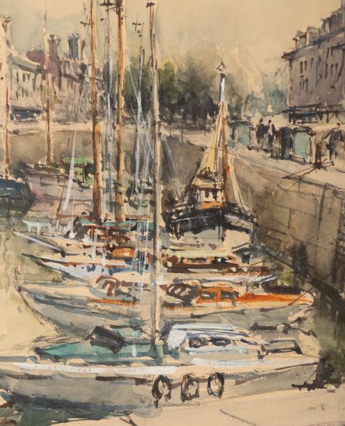 Artwork by Denis Verspecht, Denis VERSPECHT (1919-c, Made of Watercolor heightened with white gouache