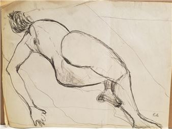 Rita Shulak reclining nude. drawing - Rita Hoffman Shulak