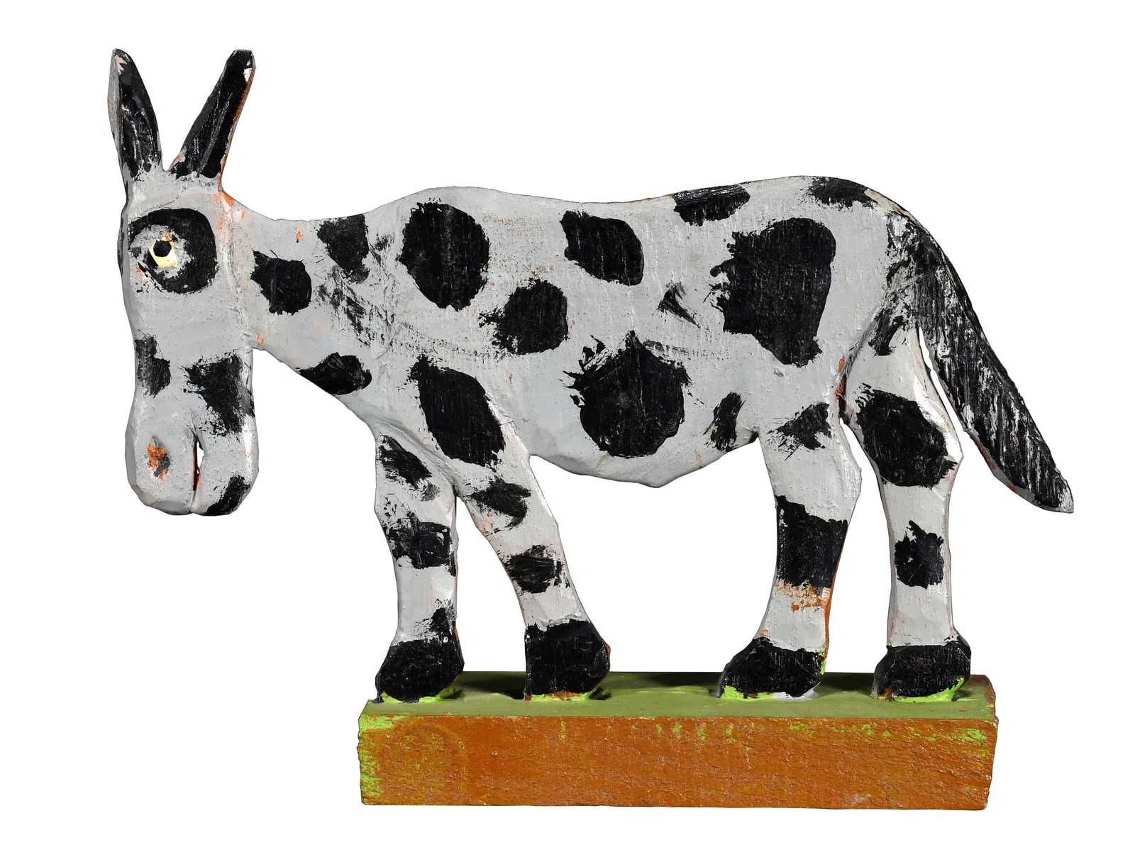 Artwork by Elijah Pierce, Spotted Mule, Made of Carved and painted wood
