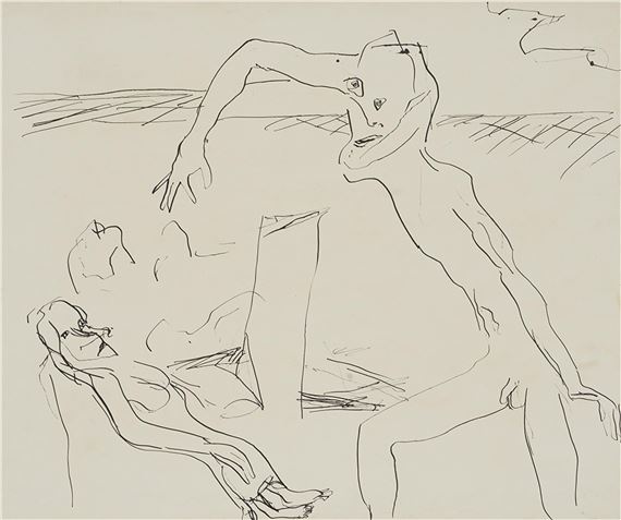 Interior with Man and Women by Ken Whisson, circa 1963