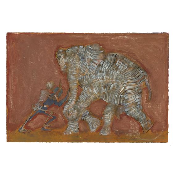 Francisco Toledo | Skeleton Pushing Elephant (2011) | MutualArt