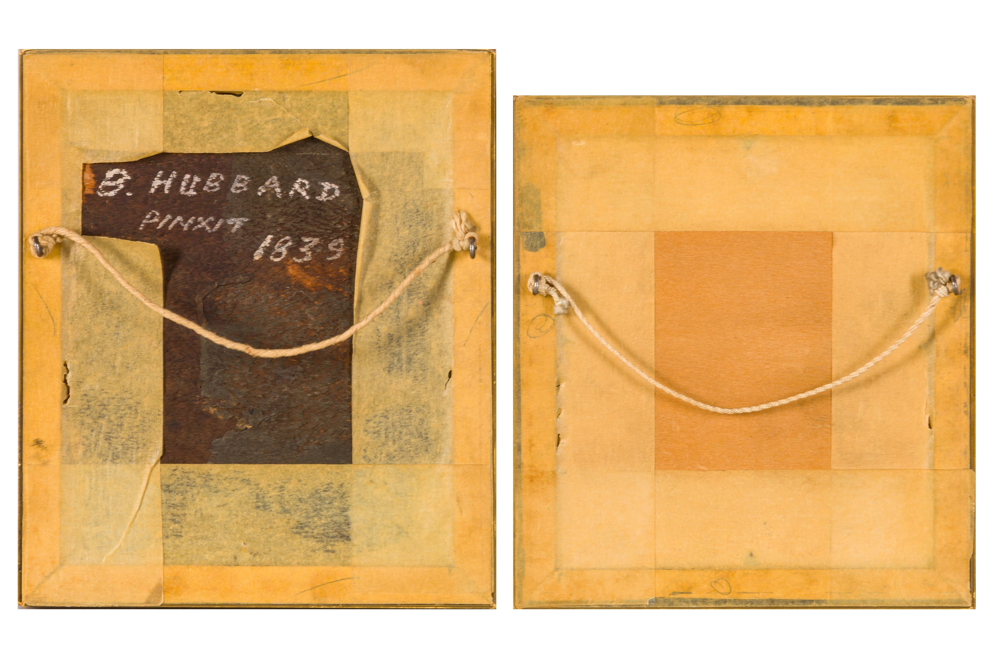 Artwork by Bennett Hubbard, Portrait of a lady, bust length, wearing a black dress white lace shawl, hair curled, landscape beyond, 1839, Made of oil on board