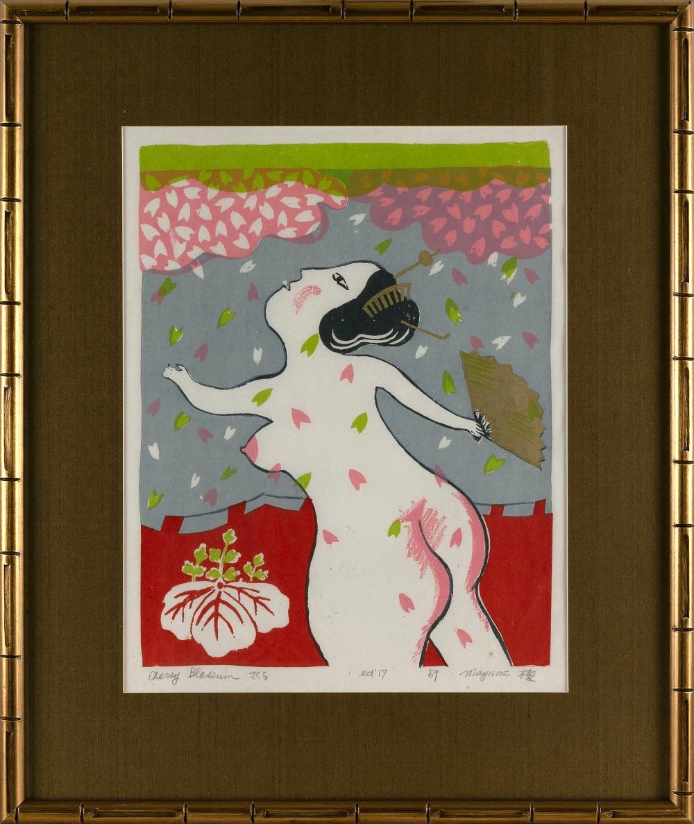 Artwork by Mayumi Oda, Plum Blossom, Made of Woodblock print