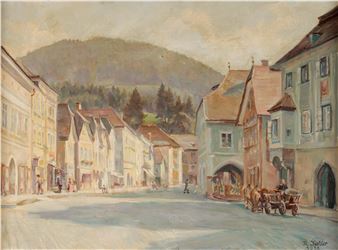 (Wien 1896-1994) Waidhofen an der Ybbs, signiert: R. Mahler, datiert: 1955, Öl auf Hartfaserplatte, ca. 51,5 x 68,5 cm - Richard Mahler