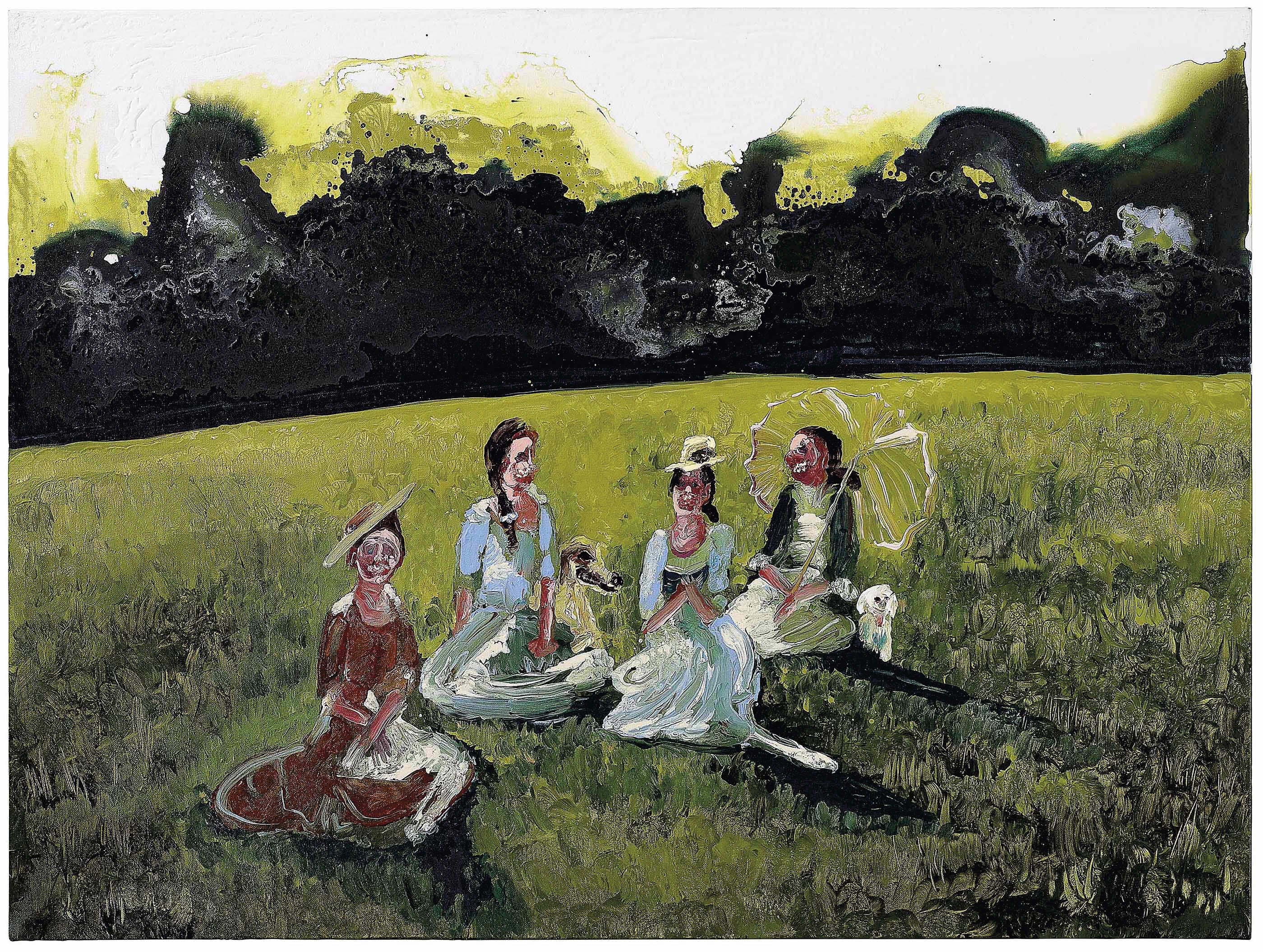 Artwork by Genieve Figgis, Ladies in the Grass, Made of acrylic on canvas