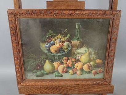 Giuseppe Falchetti | Nature morte aux fruits et la bouteille de vin ...