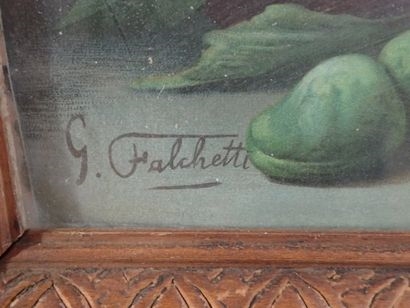 Giuseppe Falchetti | Nature morte aux fruits et la bouteille de vin ...