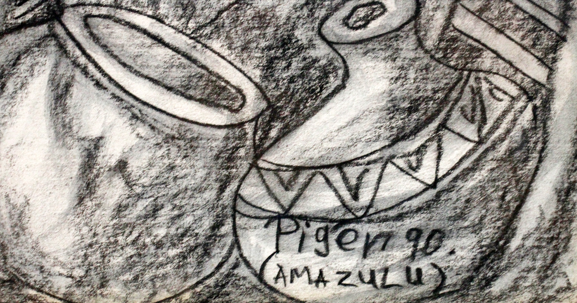 Artwork by Pigen, AMAZULU, Made of charcoal on paper