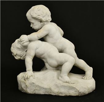 Sculpture of Two Putti Fighting - Giovanni  Nisini