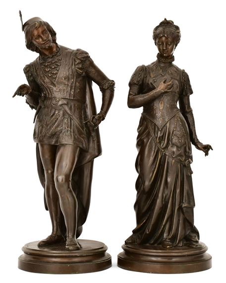 Sculptures of a Man & Woman by Vincent-Désire Faure de Broussé