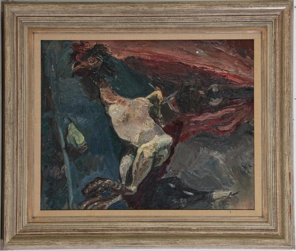 Artwork by Gabriel Dauchot, Cafe scene, Funeral procession, Still life with cockerel (3, Made of oil on canvas