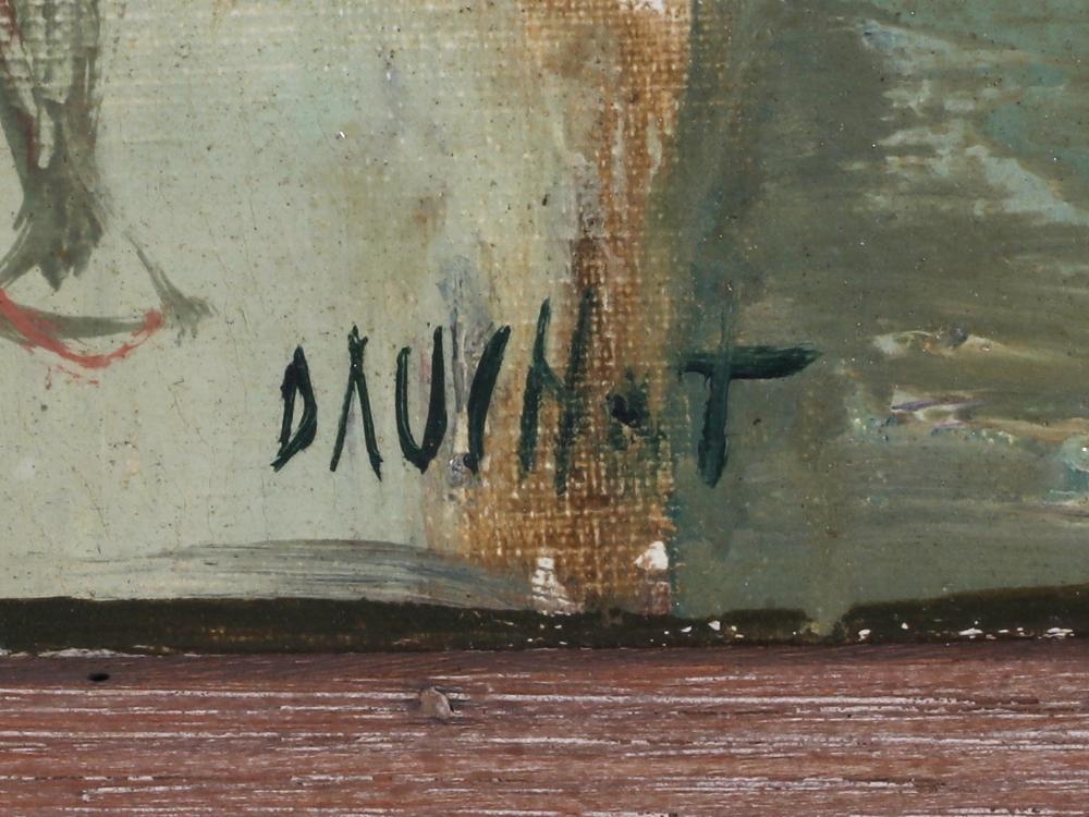 Artwork by Gabriel Dauchot, Cafe scene, Funeral procession, Still life with cockerel (3, Made of oil on canvas