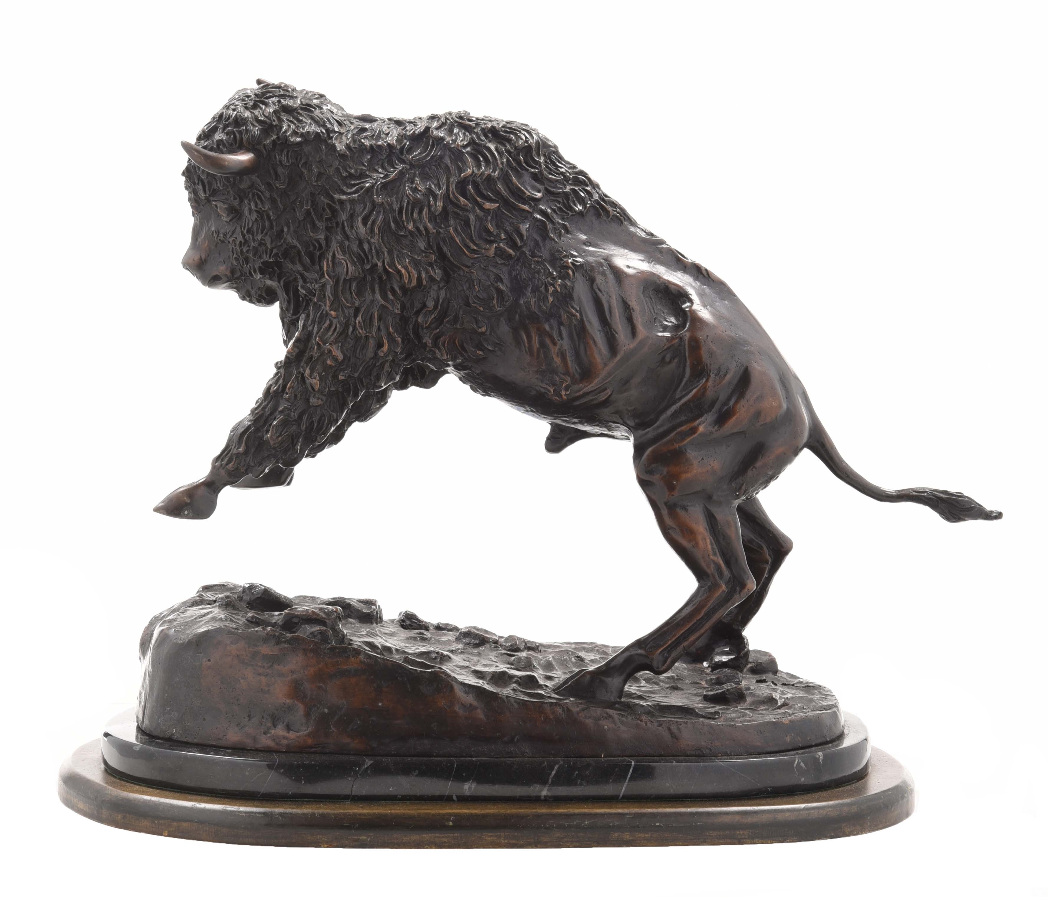Alfred Boucher | REARING BISON BRONZE | MutualArt