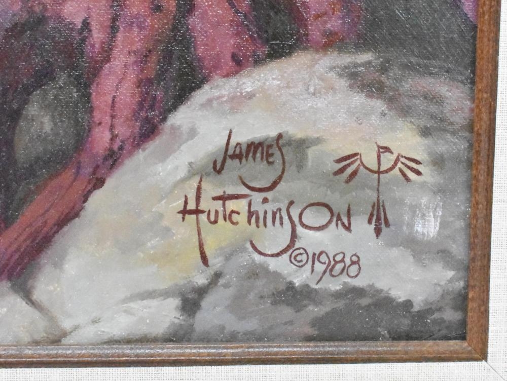 Artwork by James Hutchinson, Western Landscape with Cougar Stalking Deer