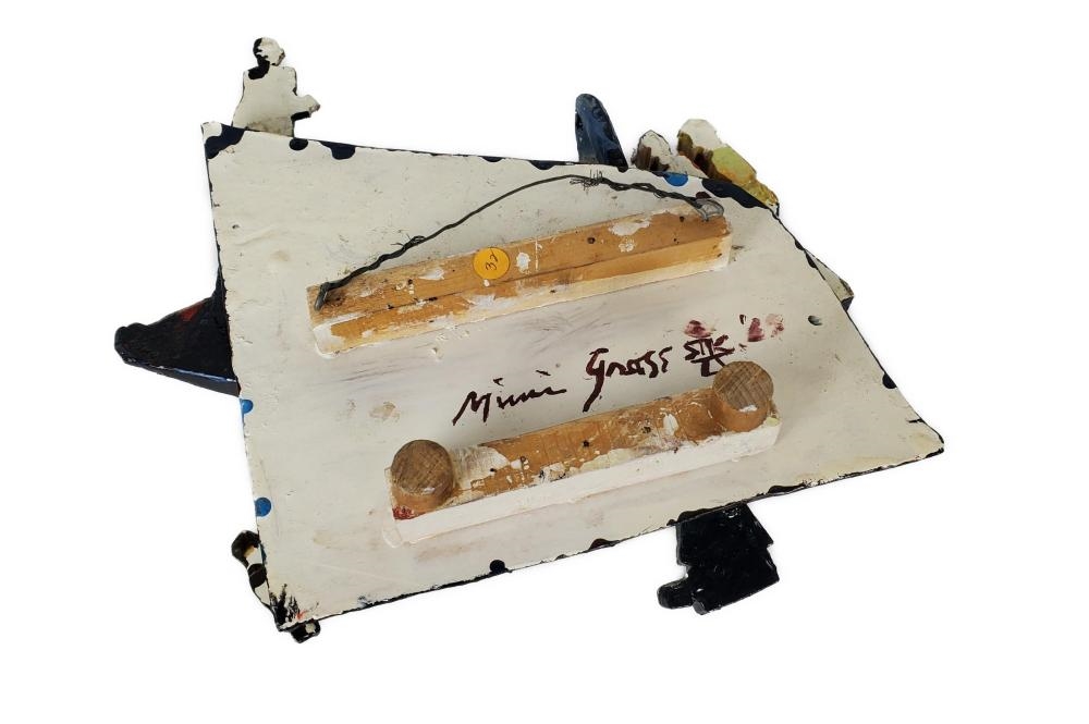 Artwork by Mimi Gross Grooms, NYC Cars and People, Made of Wood Assemblage with Paint