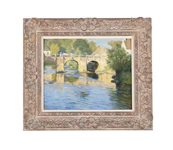 CATTLE CROSSING THE BRIDGE - Thomas Frederick Mason Sheard