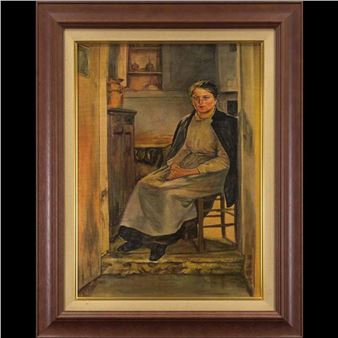 Seiki Kuroda's oil painting Women Statue - Kuroda Seiki