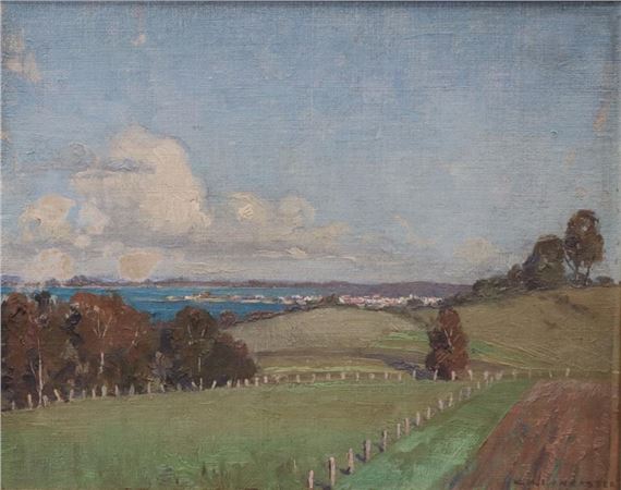 CHARLES LANCASTER, OIL ON BOARD, COASTAL SCENE, SIGNED LOWER RIGHT, APPROX. 28.5CM BY 22.5CM by Charles Lancaster
