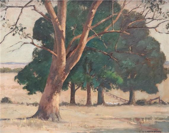 CHARLES LANCASTER, OIL ON BOARD, 'DRY SEASON LONG POCKET', SIGNED LOWER RIGHT, APPROX. 50.5CM BY 40CM by Charles Lancaster
