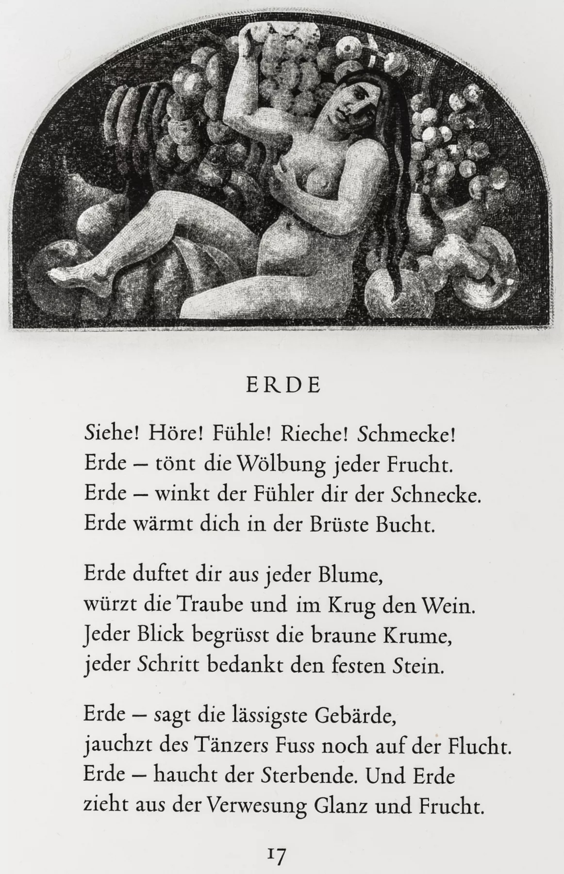 Artwork by Rudolf Hagelstange, Die Elemente. Gedichte zu den Mosaiken von Frans Masereel, Made of Kupfern