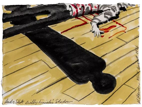 Andy shot Billy Hinich's Shaddow by Al Hansen, Köln, August 1986