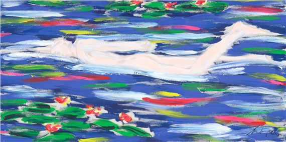 Salome　Schwimmer Und Seerosen 1982 -2011 Salomé | 2 Schwimmer im Seerosenteich (1998) | MutualArt