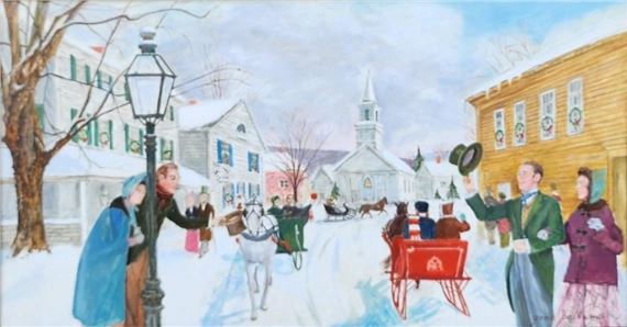 Gene Pelham 12.5x22.5 O/B Winter Village - Gene Pelham 