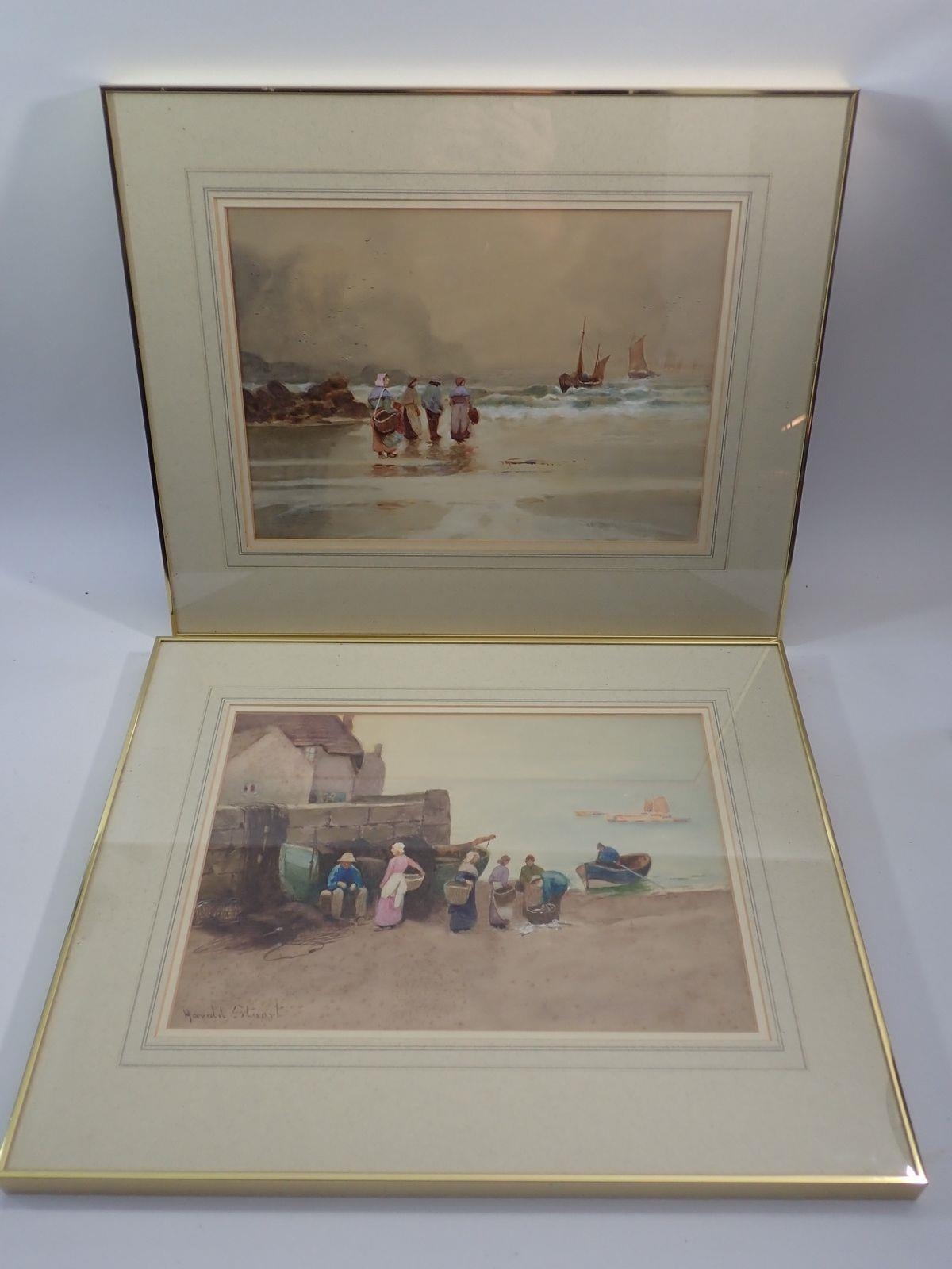 Harold Stuart | Harold Stuart - pair of coastal scenes with fishing ...