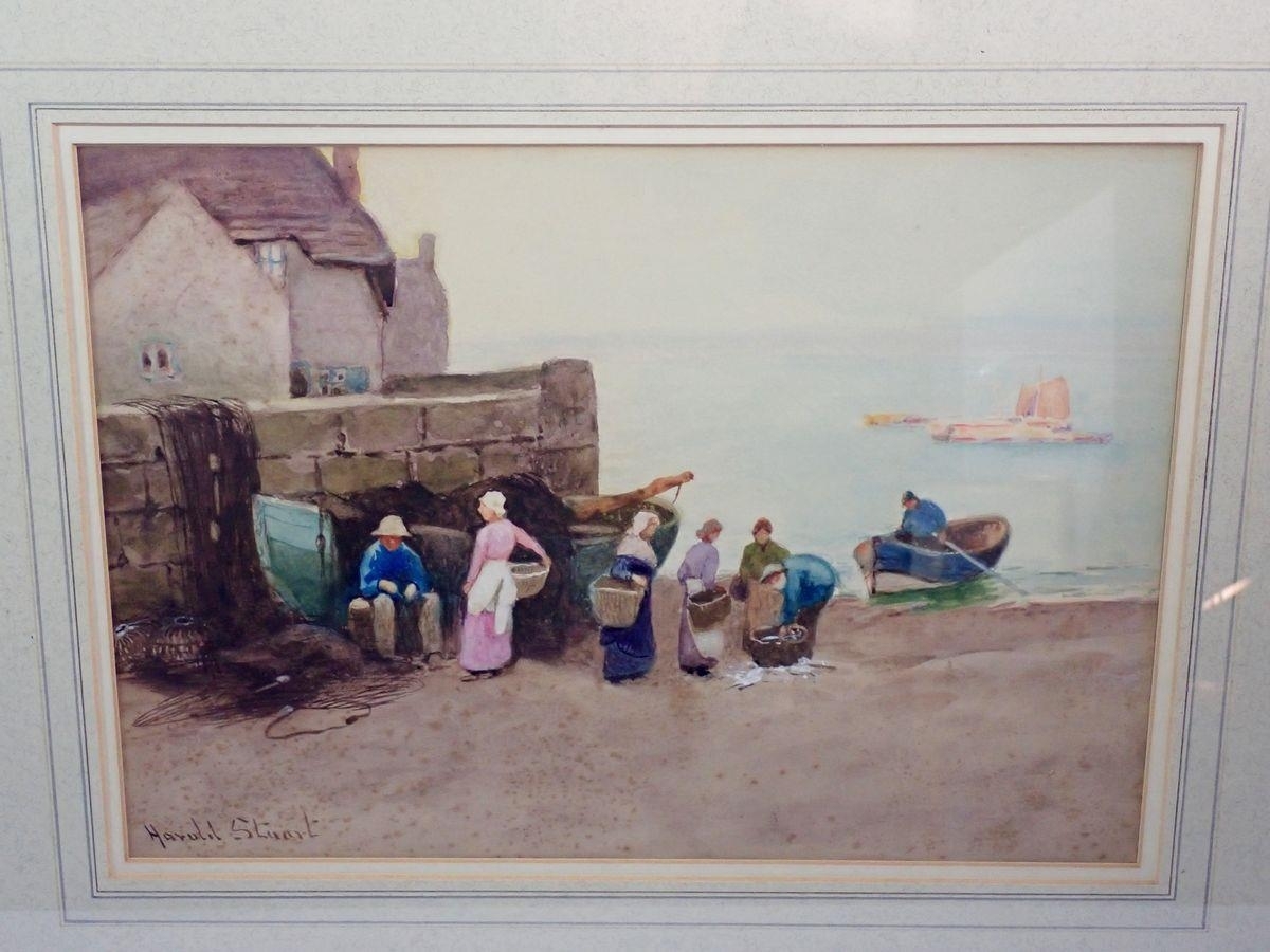 Harold Stuart | Harold Stuart - pair of coastal scenes with fishing ...