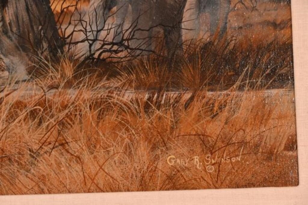 Gary R. Swanson | Gary R. Swanson Oil Painting of Elephants | MutualArt