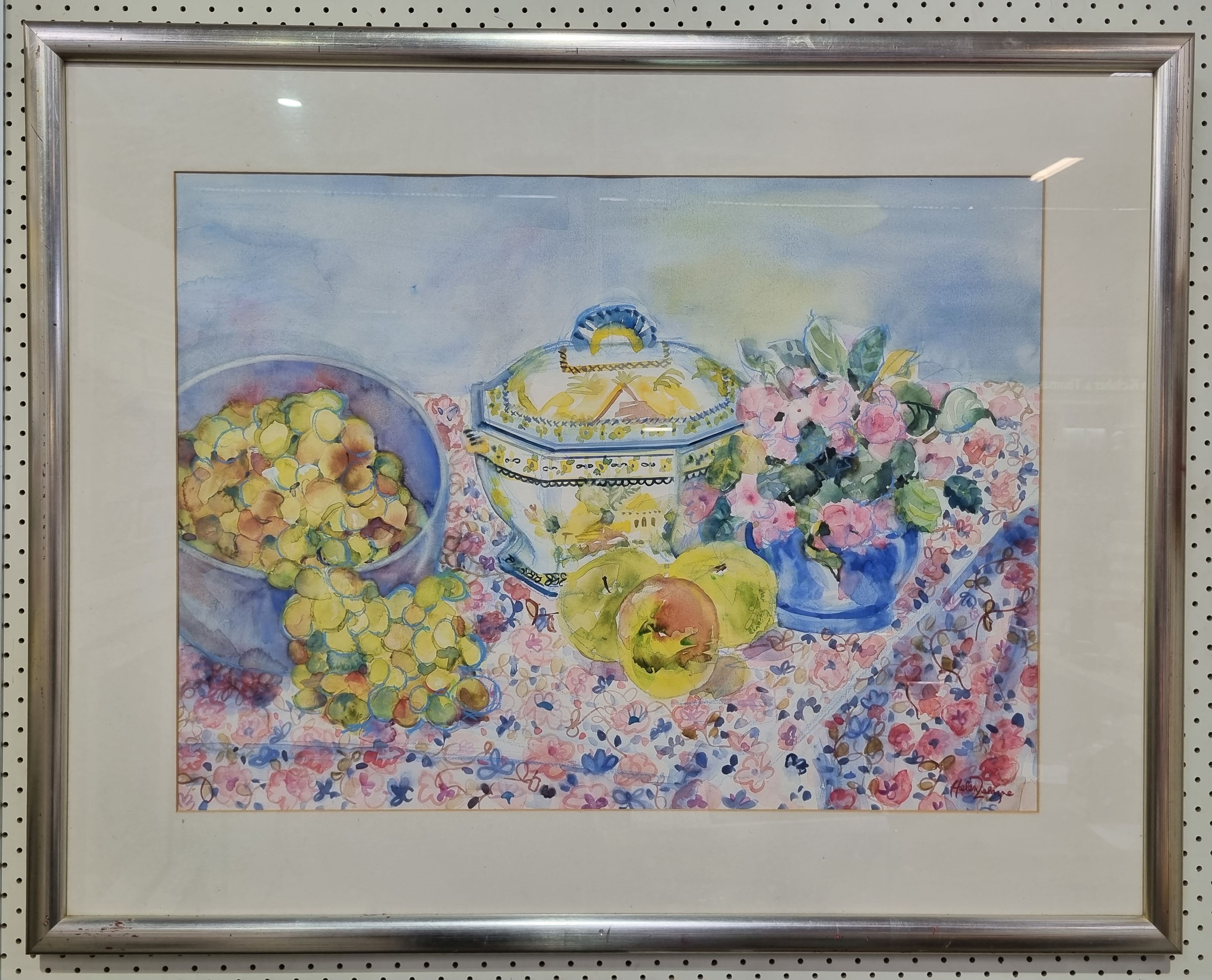 Artwork by Helen Zelagne, untitled (Still Life with Apples and Tureen), Made of watercolour