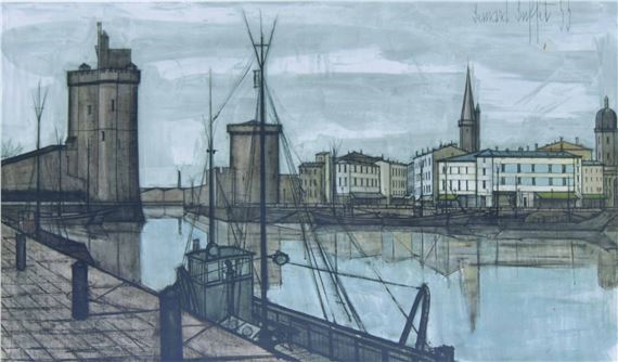 ベルナール・ビュッフェ、「Le port de La Rochelle」 ベルナール