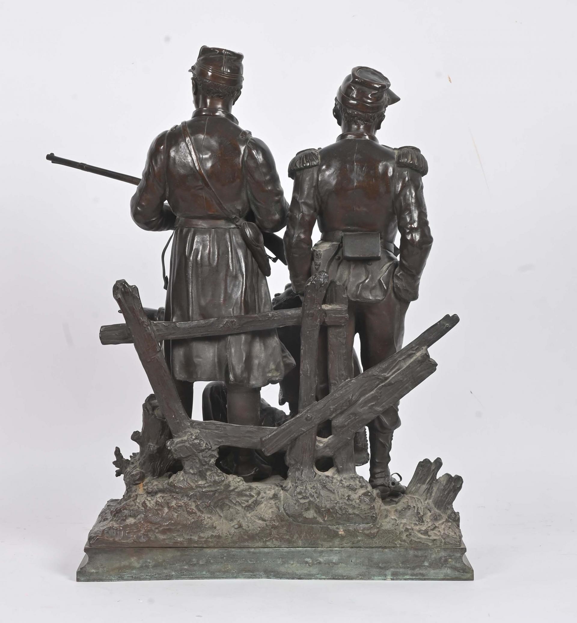 Artwork by Charles Anfrie, Les dernières cartouches, Made of Bronze with brown patina