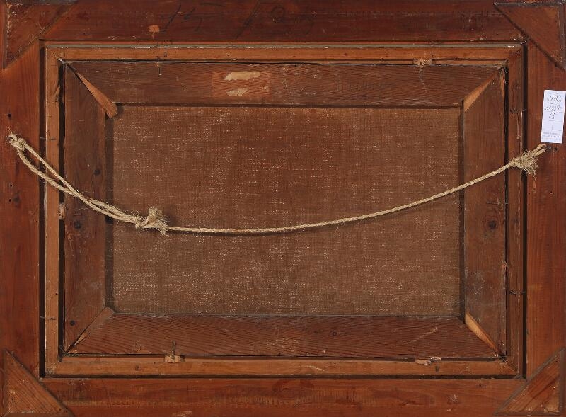 Artwork by Harald Frederik Foss, Heath landscape with a view towards a farm, Made of Oil on canvas