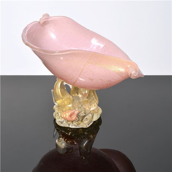 Large Ercole Barovier CONCHIGLIA Shell Compote / Vessel, Murano by Ercole Barovier, Barovier & Toso