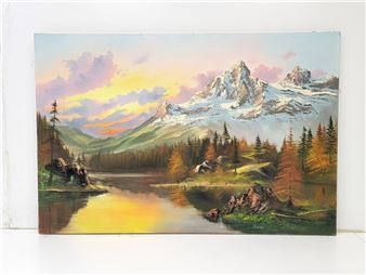 John  Greco 作　絵画　カナダ 絵画 John Greco 作 LAKE Louise カナダ レイク・ルイーズ John