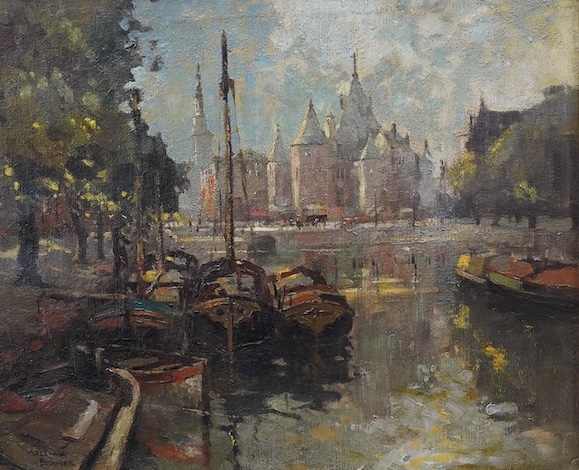 Artwork by William Benner, The Vaag and Geldersche Kade, Amsterdam, Made of oil on canvas