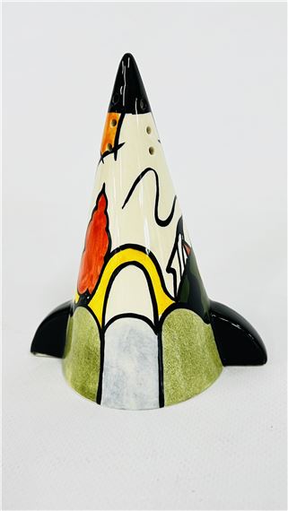 A LORNA BAILEY SIFTER "BRIDGE & STREAM" H 12.5CM BEARING SIGNATURE by Lorna Bailey