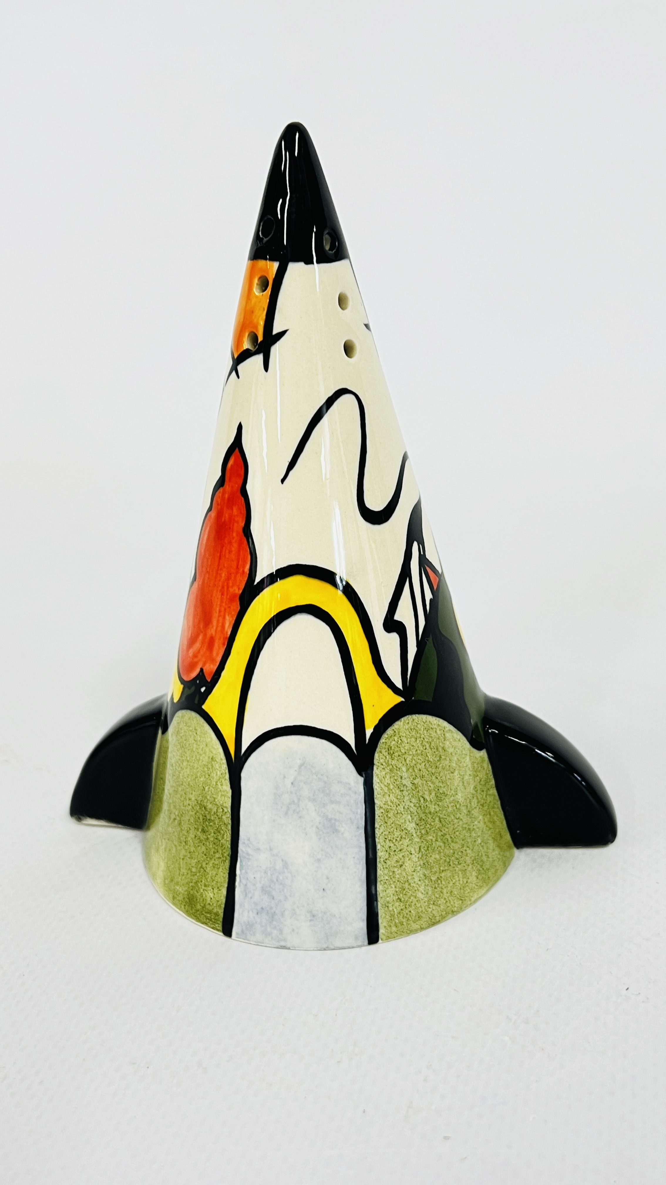 Artwork by Lorna Bailey, A LORNA BAILEY SIFTER "BRIDGE & STREAM" H 12.5CM BEARING SIGNATURE