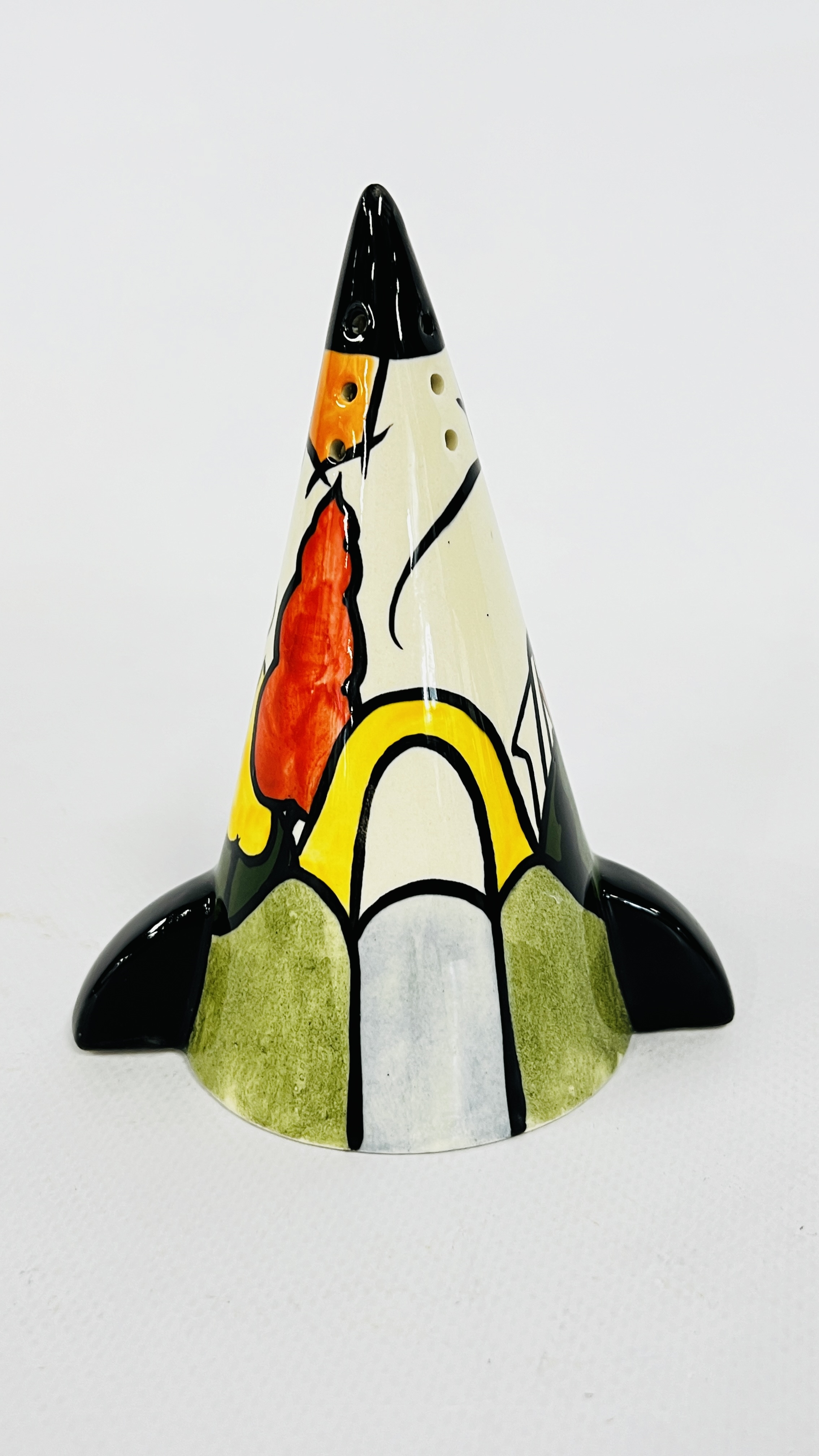 Artwork by Lorna Bailey, A LORNA BAILEY SIFTER "BRIDGE & STREAM" H 12.5CM BEARING SIGNATURE