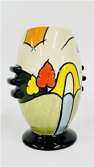 A LORNA BAILEY VASE "BRIDGE + STREAM" BEARING SIGNATURE H 19CM