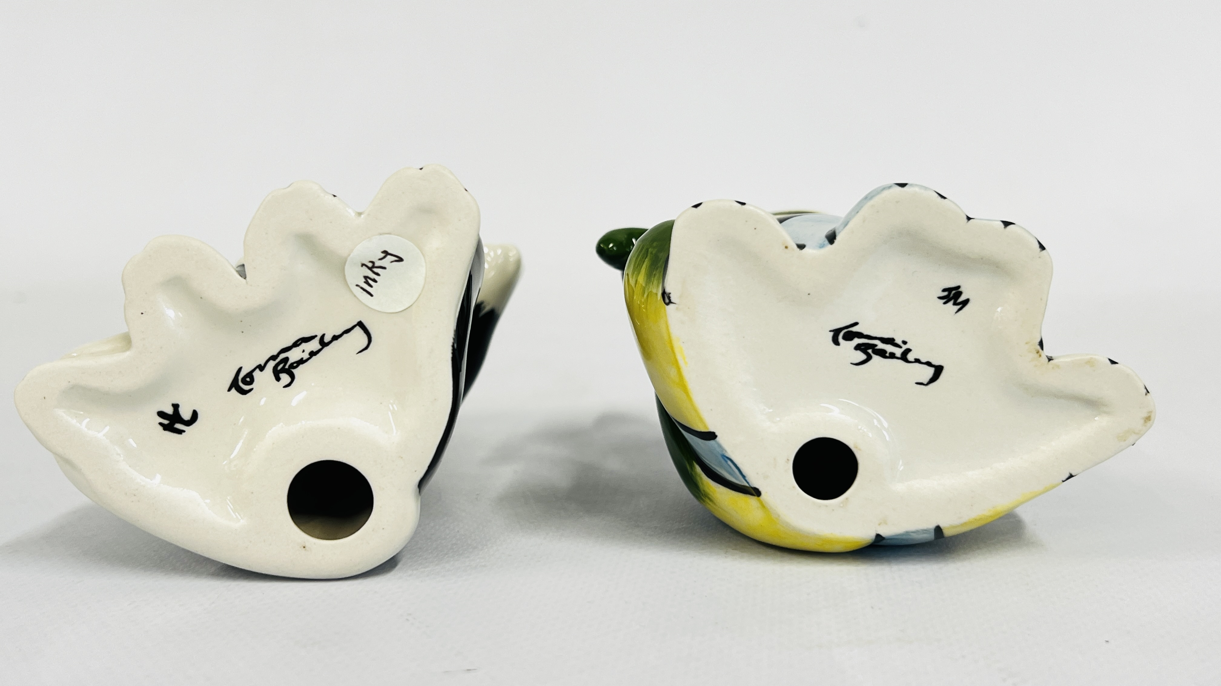 Artwork by Lorna Bailey, TWO LORNA BAILEY CAT ORNAMENTS TO INCLUDE "INKY" BEARING SIGNATURES H 12.5 & H 11.5CM, Made of INK